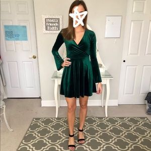 Lulu’s Green Crushed Velvet Dress